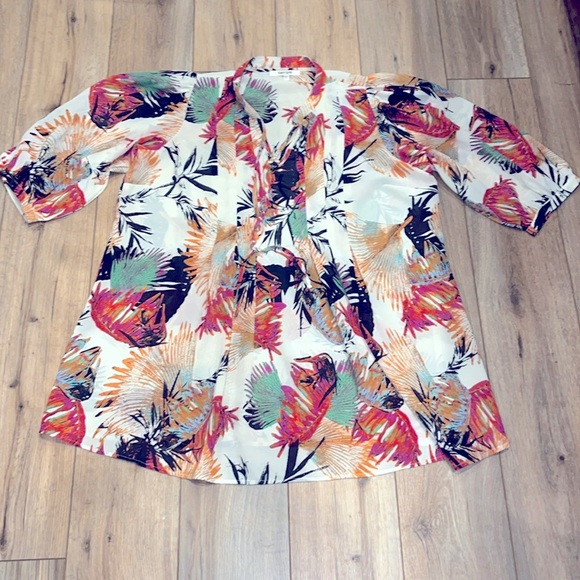 Daniel Rainn short sleeve blouse shirt top tunic lightweight 1X colorful - Picture 1 of 8